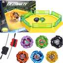 Gyro Stadium X Battle Set, 6 Spinning Tops, 2 Launchers and Blade Arena Featuring X Acceleration Rail, Birthday Gift Toys for Boys Aged 6+ Years Old (Yellow)