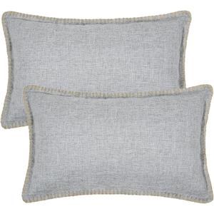 decorUhome Decorative Outdoor Throw Pillow Covers 12x20 Set of 2, Lumbar Linen Rustic Farmhouse Pillow Covers with Stitched Edge for Couch, Sofa, Living Room, Light Grey (20" x 12" (Pack of 2))