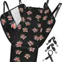 Femuar Dog Car Seat Cover, Waterproof Nonslip Pet Seat Cover for Back Seat with Storage Pockets Mesh Visual Window, Heavy Duty Scratchproof Pet Dog Seat Cover Hammock for Cars Trucks and SUVs (Floral)