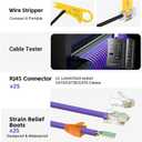 VCELINK RJ45 Crimp Tool Kit for CAT7/6A/6/5E/5, Upgraded Network Tool Set with an Ethernet Crimper, 25 RJ45 Connectors & Boots, Cable Tester, and Wire Stripper, Blue (No Cloth Bag Include)