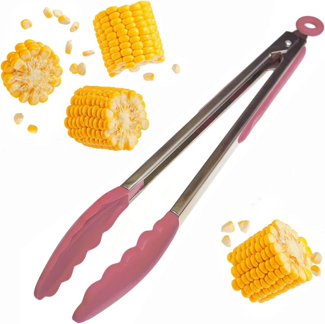 Starpack 'Get a Grip' Silicone Kitchen Tongs for Cooking 12 Inch - BBQ Tongs for Grill Heat Resistant to 600F - Stainless Steel Tongs with Non Stick Tips - Silicone Tongs for Serving Food