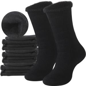 Sunew 4 Pairs Thermal Socks Skiing Snowboarding Hiking Mens Womens 7X Warmer Winter Crew Boot Socks (Large)