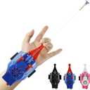 3 Colors Spider Web Shooter with Gloves, USB Charging Web Launcher with 8ft Range Instant Retract Sticky Webs and Suction Cups, Can Grab Small Objects (Blue)