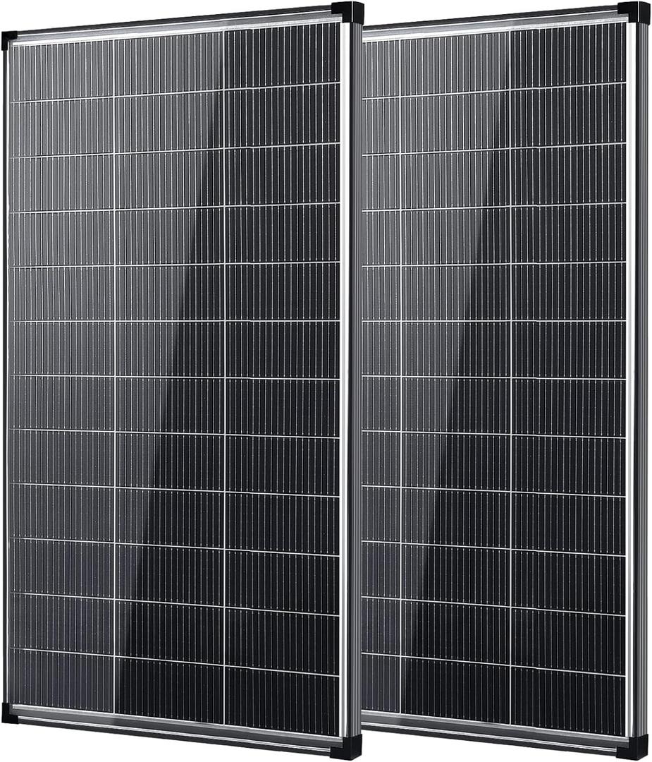 400 watt Solar Panel,2pcs 200W Bifacial Solar Panel 18V 18BB N-Type Monocrystalline Solar Module IP68 25% High-Efficiency Solar Panels for Off Grid RV Boat Trailer Camper (Bifacial 200W*2)