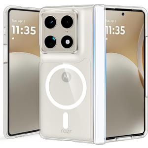 FNTCASE for Motorola Razr Fold Case: with Hinge Protection Magnetic Clear Cases Compatible with Magsafe Military Grade Drop Protective Shockproof Anti Yellowing Transparent Phone Cover