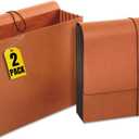 1InTheOffice Expanding File Wallet with Flap and Cord Closure, 5-1/4" Expansion, Letter Size, Redrope, 2 Pack