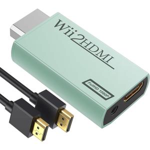 GANA Wii to HDMI Converter Adapter with Hdmi Cable Connect Wii Console to HDMI Display in 1080p Output Video with 3.5mm Audio Supports All Wii Display Modes Turquoise
