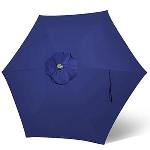 Blissun 7.5ft Patio Umbrella Replacement Canopy, Market Umbrella Top, Outdoor Table Umbrella Canopy for 6 Ribs (Navy Blue)