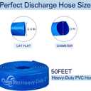 2" x 50FT Pool Backwash Hose, Heavy-Duty Pool Hose, Lay Flat Discharge Hose, Durable Burst Resistant, Pool Filter Pump Water Drainage, Sump Pump Discharge, with 2 Clamps