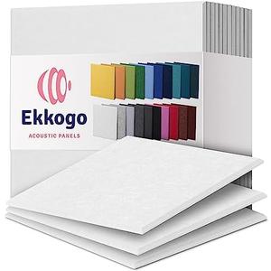 Ekkogo Acoustic Panels 12-Pack Soundproof Wall Panels 12"X12"X0.4" Sound Panels High Density Sound Dampening Panels - [White Square]