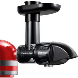 Juicer Attachment for All KitchenAid Stand Mixers, Slow Juicer Attachment for Kitchen Aid Mixer, Easy to Clean Juice Attachments with Brush, Masticating Juicers Parts, Machine not included, Black