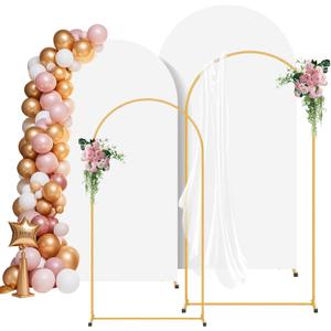2 Pack Backdrop Arch Stand with White Cover (6FT/7.2FT), Metal Arch Backdrop Stand and Cover Set, Photo Arch Stand for Back Drop