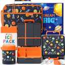 Fimibuke Kids Bento Snack Lunch Box with 4 Compartment, Insulated Lunch Bag, Stainless Steel Vacuum Thermo Food Jar, Ice Pack, Utensils Set, Birthday Gifts for Age 3-12 Back to School Toddler Girl Boy