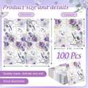 100Pcs Purple Floral Paper Napkins Watercolor Lavender Flower Butterfly Disposable Luncheon Napkins Decorative Dinner Napkin for Spring Home Party Table Decor