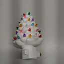 Collections Etc. Decorative Ceramic Christmas Tree Night Light -White