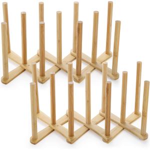 Lawei 2 Pack Bamboo Bottle Drying Rack, Retractable Bottle Cup Dish Drying Rack, Plastic Bag Dryer Rack and Portable Drainer Stand Holder for Water Bottles, Plate, Cup, Pot Lid, Cutting Board