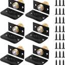 6Pack Door Ball Catch Replacement, Adjustable Closet Ball Bearing Door Latch, Strong Drive Closing Door Accessories for Interior Doors, Solid Brass Body & Stainless Steel Strike Plate Black