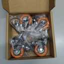 4" Caster Wheels, Casters Set of 4 Heavy Duty - Orange Polyurethane Castors, Top Plate Swivel Wheels, 4-Pack Industrial Casters with Brake, Locking Caster for Furniture and Workbench