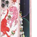 Designed for iPhone 14 Pro Max Case Pink Glitter Clear - Cute Bling Phone Case with Wrist Strap - Aesthetic Y2K Case for Woman, Girl 6.7" (Tiger)