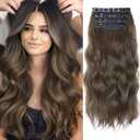 4Pcs Synthetic Clip in Hair Extensions, 20 Inches Long Curly Hair Extensions Clip ins (Color:Medium Brown)