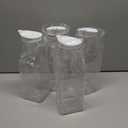 Set of 4 Plastic Carafe with Lid, 1 Liter Mimosa Bar Supplies, Large Square Base Juice Containers, Water Bottle, Milk Container, Clear Beverage Containers for Fridge - HAND WASH ONLY