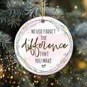 2 x Thank You Gift Ornament 2025, Never Forget The Difference That You Make Ornament – Inspirational Quote Gift for Teacher, Friend, or Coworker, Appreciation Keepsake, Motivational Christmas Ornament