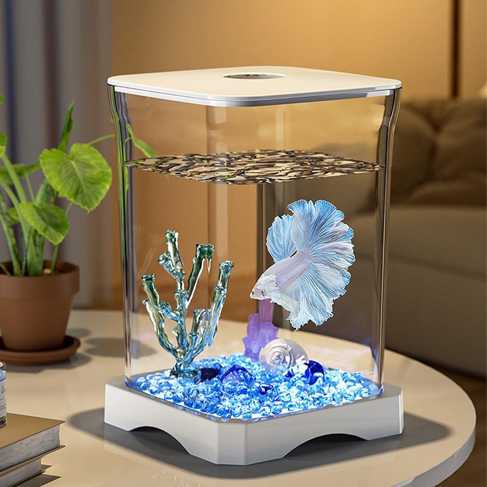 Betta Fish Tank Small Fish Aquarium, Complete Kit with Filter, Ideal for Home and Office Desk, Perfect for Goldfish and Decorative