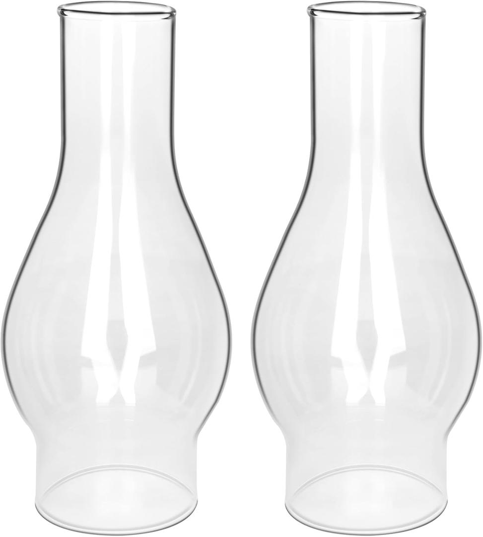 Oil Lamp Chimney Replacement  2 1/8 Inch Base x 6.5 Inch Height Clear Glass Globe for Vintage Kerosene Lamps, Hurricane Lamp Shade & Parts2 Pack