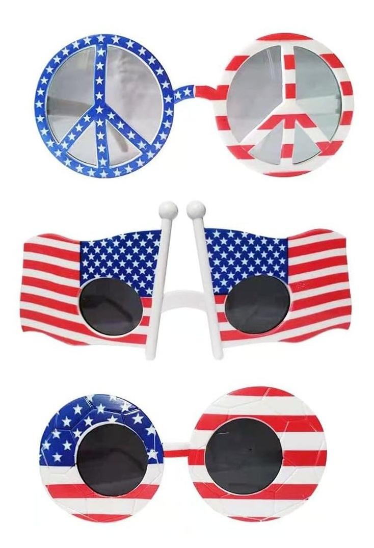 American Flag Glasses 3 pcs, Fourth 4th of July Party Accessories, USA Veterans Day decoration Memorial Day Patriotic Party Red White and Blue Photo Booth Props Favor