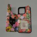for iPhone 15 Wallet Case with Card Holder, Cute Designer Floral Cat Pattern Kickstand Magnetic Clasp Back Flip Folio Leather Cases for iPhone 15 Phone for Girls Women Men Boys Teens