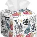Movie Theme Tissue Box Cover Square Leather Tissue Box Holder Decorative Tissue Case Covers Waterproof Tissue Holder Organizer for Bathroom Home Office