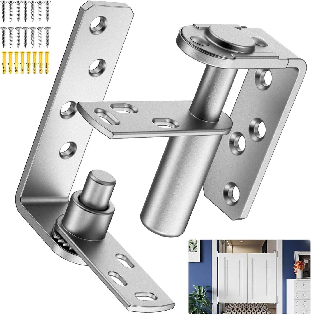 Cafe Door Hinges and Saloon Door Hinges, Swinging Door Hinge Self Closing for Louvre Doors,Swinging Doors, 304 Stainless Steel (Silver-1PCS)