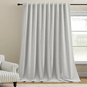Dreaming Casa 100% Blackout Curtains 102 Inches Long, Linen Textured Window Treatment Rod Pocket & Back Tab Curtain Drapes for Bedroom Living Room Divider, 2 Panels, 100" W x 102" L, Greyish White