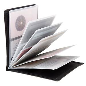 RFID Blocking Wallet - 6 Pages Leather Business Credit Card Holder Case/12 Credit Card Holder Slots Wallet Insert Card Sleeves - Black