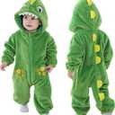 TONWHAR Dinosaur Costume for Toddler Boys & Girls, Cute Baby Animal Romper Halloween Dress Up Onesie (5T, Green)