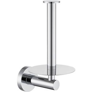 Vertical Toilet Paper Holder, Aomasi Stainless Steel Modern Bathroom Chrome Tissue Hanger with Round Plate, Standing Style TP Roll Storage, Wall Mounted