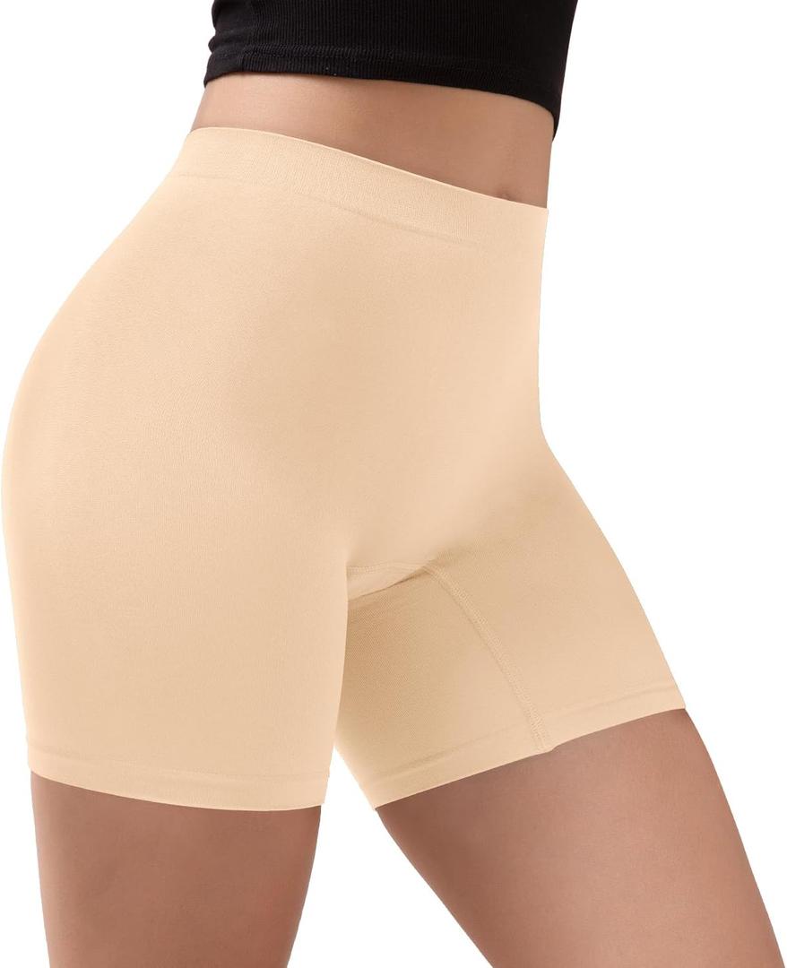 INNERSY Women's Slip Shorts for Under Dresses Anti Chafing Biker Shorts Boyshorts Underwear (Beige, L)
