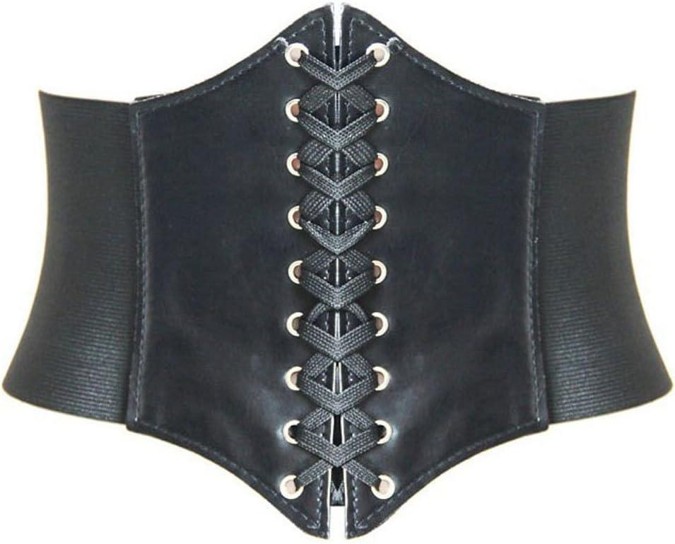 HANERDUN Lace-up Waspie Corset Belts for Women Elastic Waist Belt Tied Retro Wide Belt (Small)