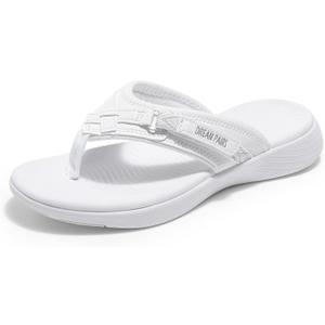 DREAM PAIRS Women's Arch Support Flip Flops Comfortable Thong Sandals (5.5, White)