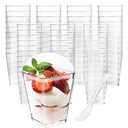 Monrocco 50 Pack 5 oz Plastic Dessert Cups with Lids and Spoons, Small Parfait Yogurt Pudding Cups with Lids for Party, Clear Mini Dessert Shooter Cup for Fruit Trifle Ice Cream: Dessert Bowls
