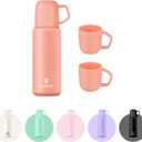 Vacuum Insulated Water Bottle Thermo with Cup 538ml/18.2oz Stainless Steel Thermal Water Bottles Water Thermo Flask Thermo for Hot and Cold Drinks Coffee Water (Orange,Set)