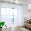 PHILEASY Window Sheer White Curtains 108 Inches Long 2 Panels White Sheer Curtains Sheer Curtain Clear Transparent Basic Rod Pocket Panel 15 Colors 10 Size for Bedroom Living Room Yard Kitchen