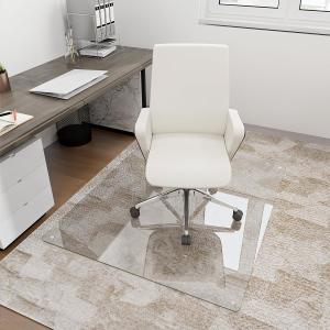 [Tempered Glass] 36" x 46" Glass Chair Mat, Heavy Duty Hard Floor Mat with Round Corner and Polished Edge, Office Chair Mat for Carpet Office Home Hardwood Floor Desk