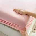 Cotton Fitted Bed Sheet with Band Bedsheet Bedspread for Mattress Protector Cover(Pink,150X200CM)