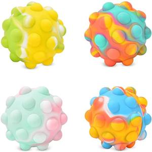 Gifts for Kids 4 Packs Pop Ball Fidget Toy 3D Push Bubble Push Squeeze Ball Sensory Toy Gift Stress Relieving Game for Kids Adult