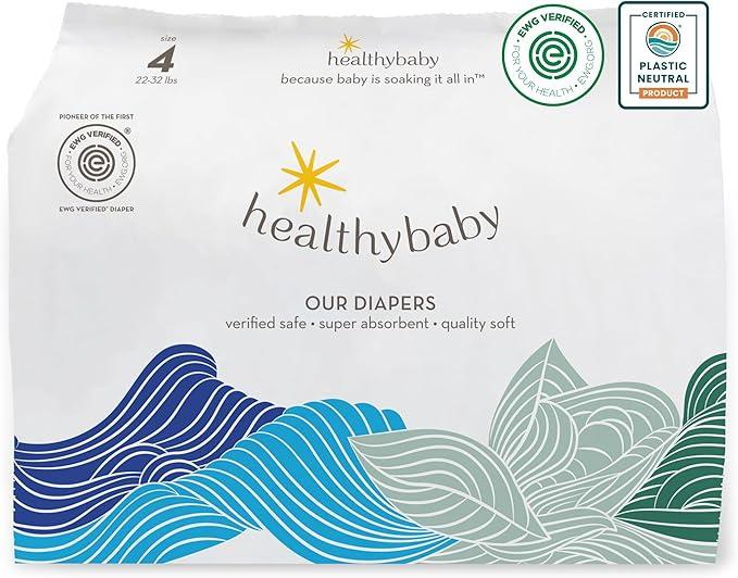 Our Diapers | EWG Verified Safe & Plant-Based Diapers | Leak Protection | Soft Organic Cotton Shell | Chlorine-Free Diaper for Sensitive Skin | Size 4 (Over 32 lbs) 50 Count