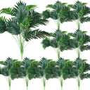 Tigeen 10 Pcs Artificial Palm Leaves Tree 33 Inch Fake Tropical Plant with Stems Large Faux Palm Leaf Bush Greenery for Hawaiian Luau, Jungle Safari, Pool Beach Party, Wedding, Garden, Indoor Outdoor