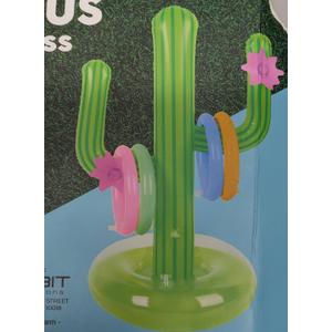 Inflatable Cactus Ring Toss Game Set Target Toss Floating Swimming Ring Toss Includes Cactus,4 Rings for Fiesta Party Accessories Hawaiian Pool Beach Party Decoration Supplies 2 pack