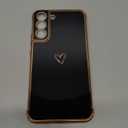 ZTOFERA for Samsung Galaxy S22 Plus 5G Case, Cute Plating Edge Love Hearts Pattern with Camera Lens Protection Phone Case for Galaxy S22 + 6.6",Black