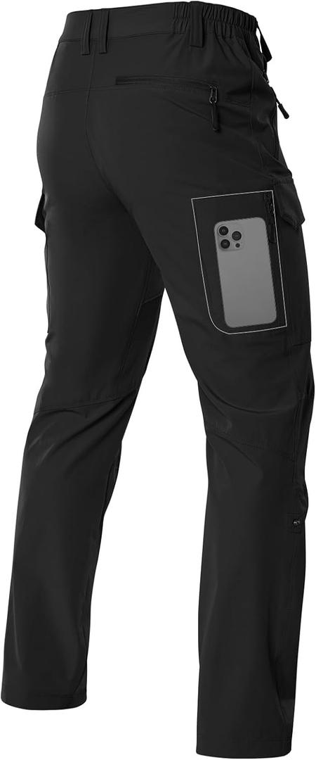 Moosehill Men's Hiking Cargo Pants Lightweight Water-Resistant Quick Dry for Tactical Work Fishing Golf Travel Outdoor Casual (30W x 30L, Black)